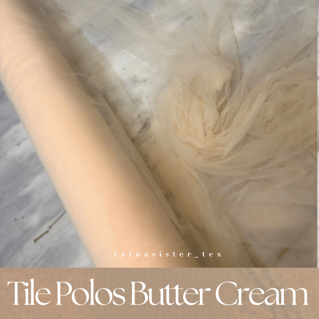 Bahan Kain Tile Polos Warna Butter Cream - Tulle Fabric Soft Bahan Kebaya Bahan Rok Tutu Gamis Kebay