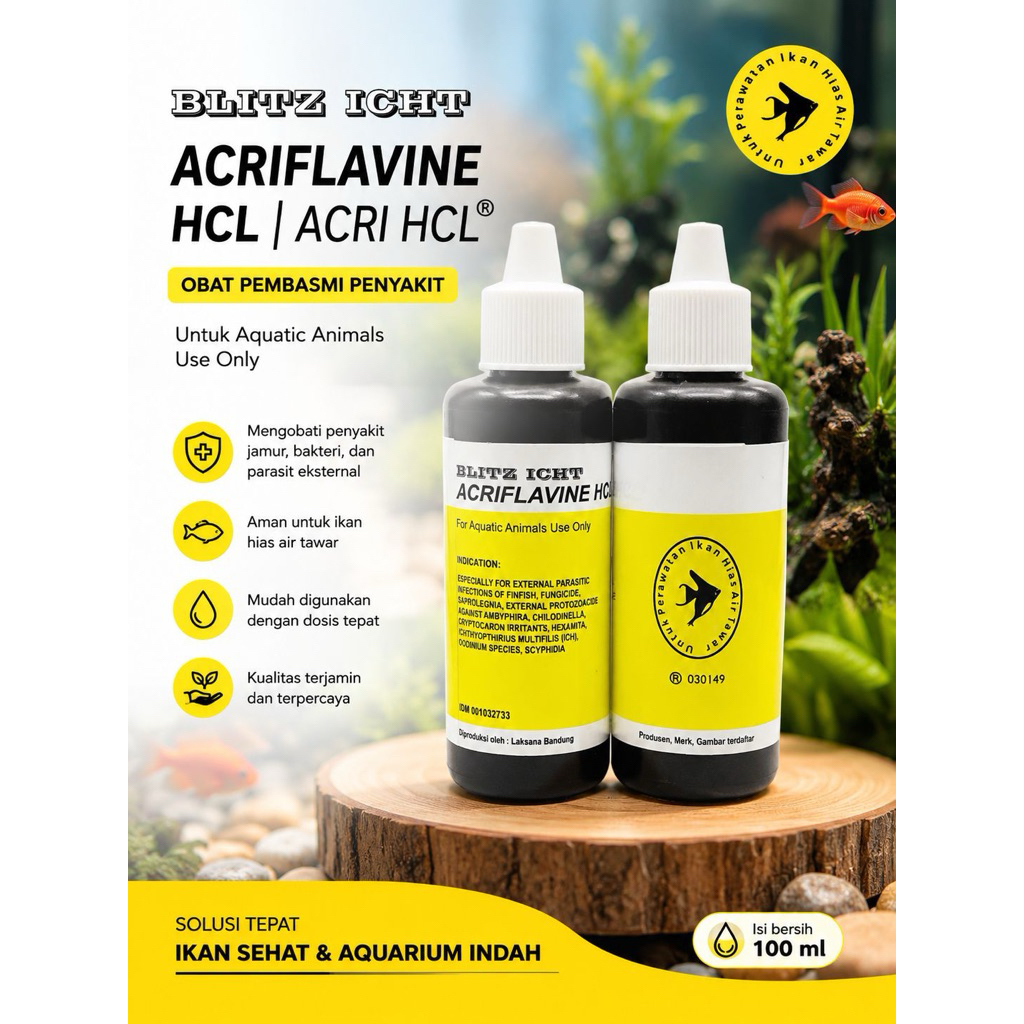 Obat Kuning Ikan Hias / BLITZ ICHT ACRIFLAVINE HCL 100ml