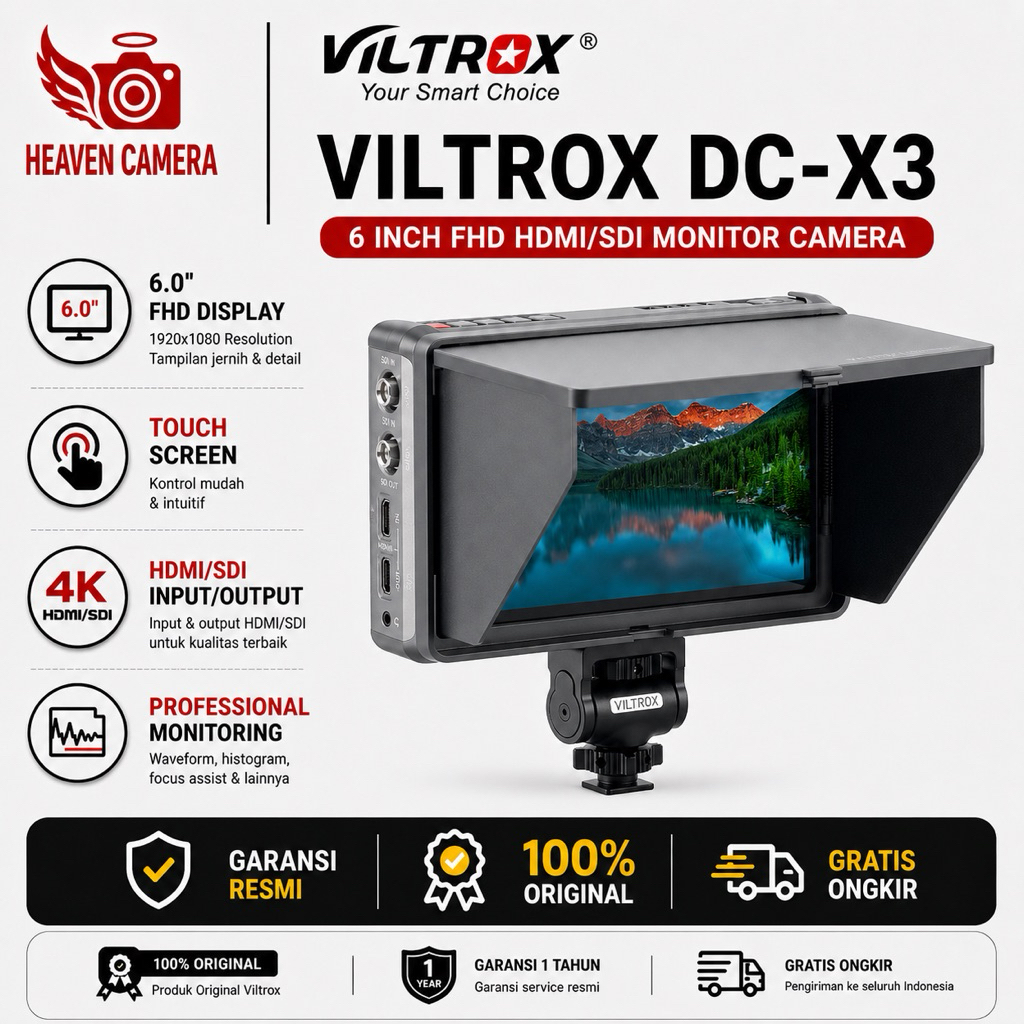 Viltrox DC-X3 6 Inch FHD 2000 Nits Touchscreen Camera Monitor Garansi Resmi