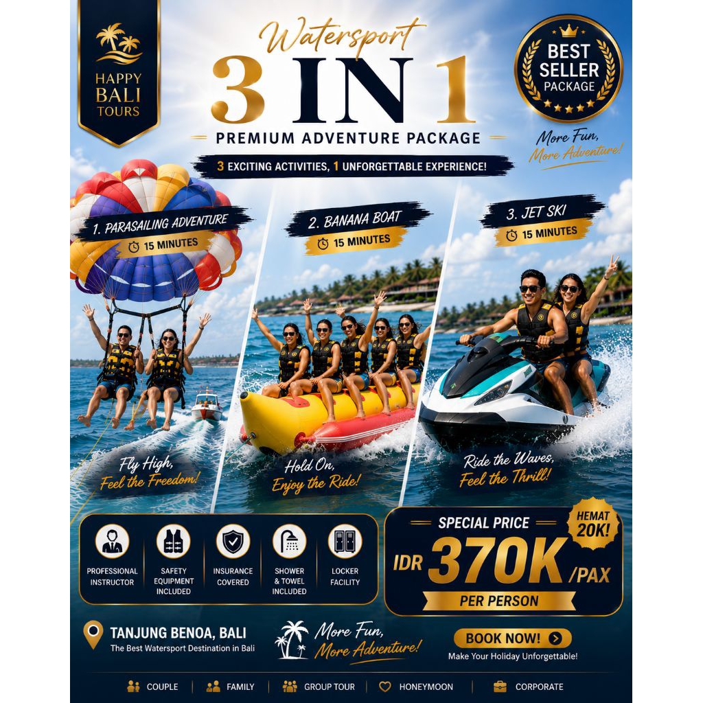 Promo Watersport Bali Parasailing Adventure Banana Boat Jet Ski Tanjung Benoa