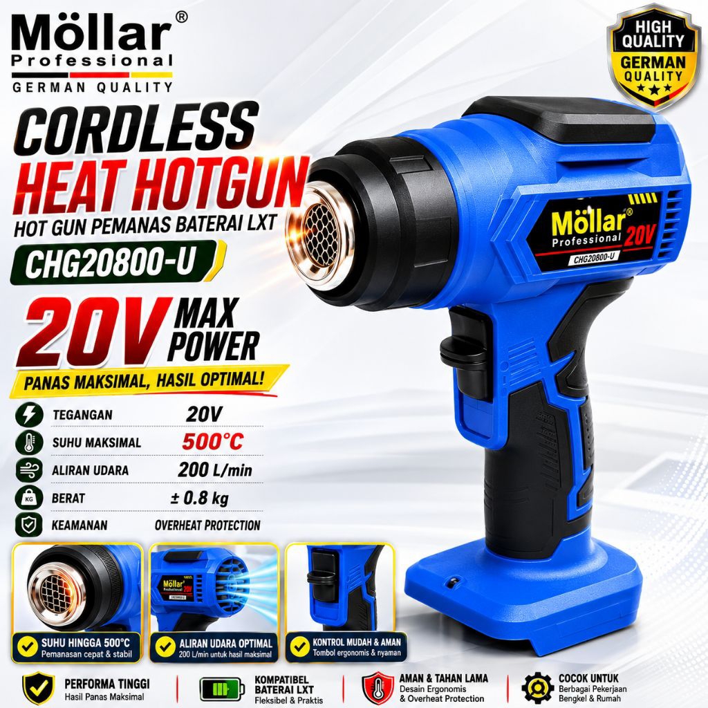 MOLLAR CHG20800-U Hot Gun Pemanas Baterai Lxt Cordless Heat Hotgun