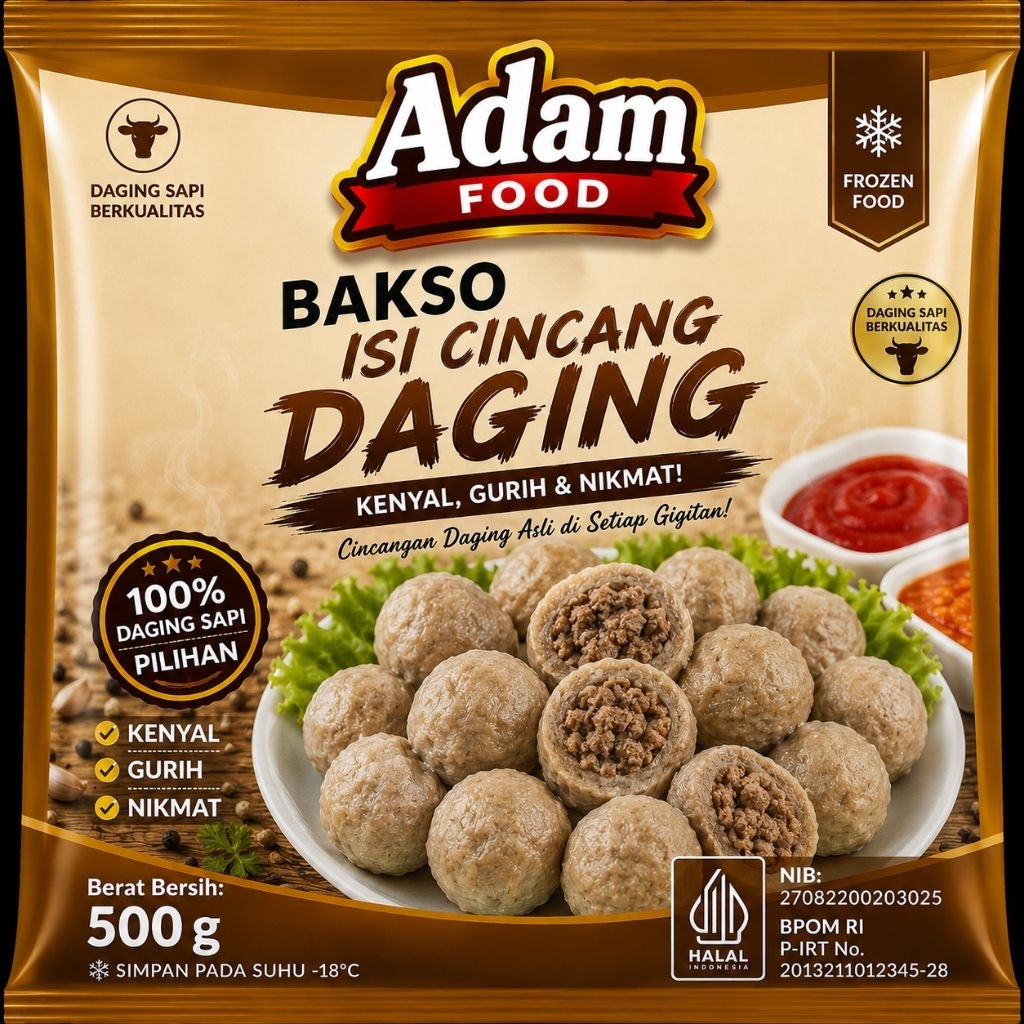 Bakso Sapi Isi Daging Tetelan Premium Kemasan 1 kg