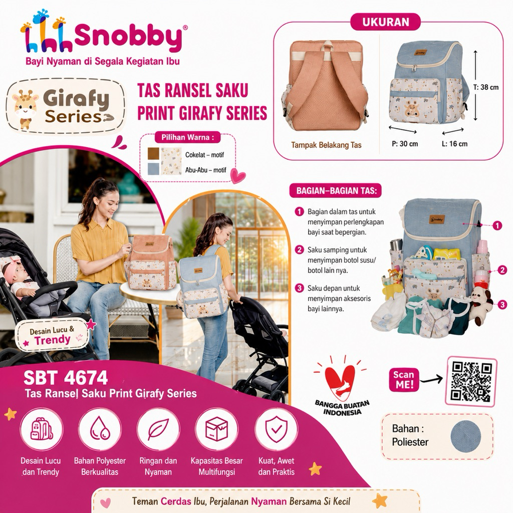 Snobby Tas Bayi Ransel Multifungsi Backpack