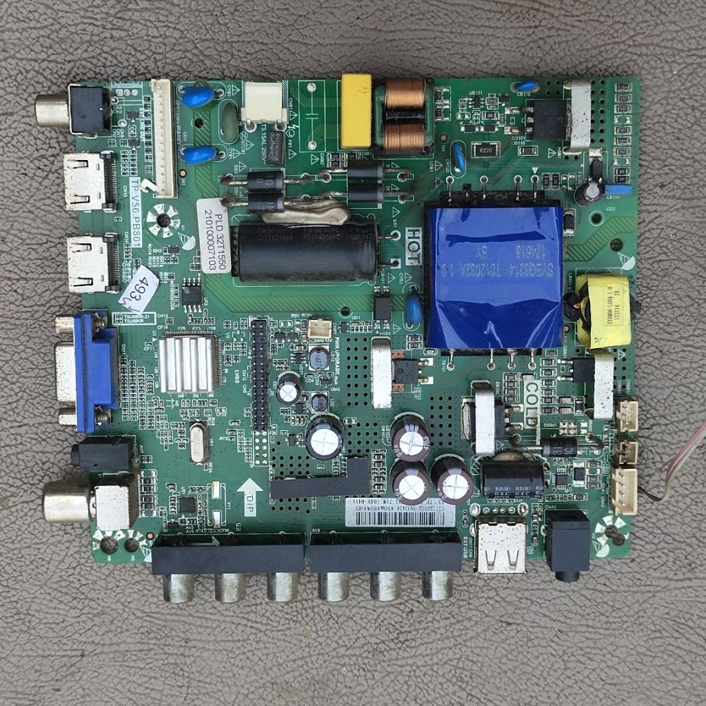Sparepart mesin TV LED Mainboard Polytron PLD32T1550 BACA MINUS