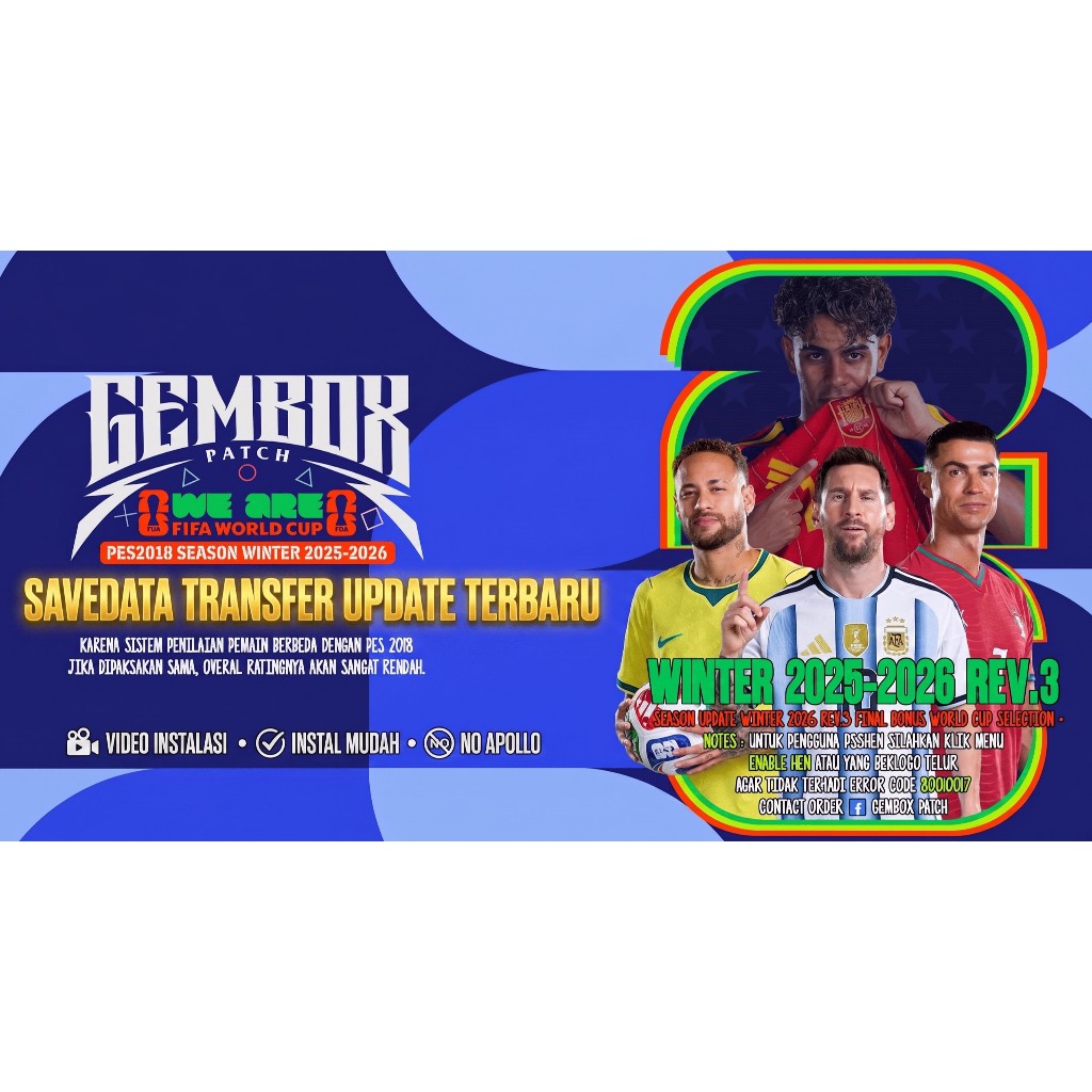 Savedata PES 2026 Transfer Update (PS3) - Gembox Patch Season Winter REV3 World Cup Final