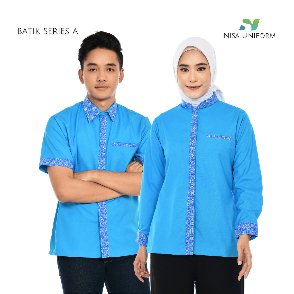 Baju batik cowok cewek murah/kemeja kerja karyawan custom bordir/seragam karyawan restoran
