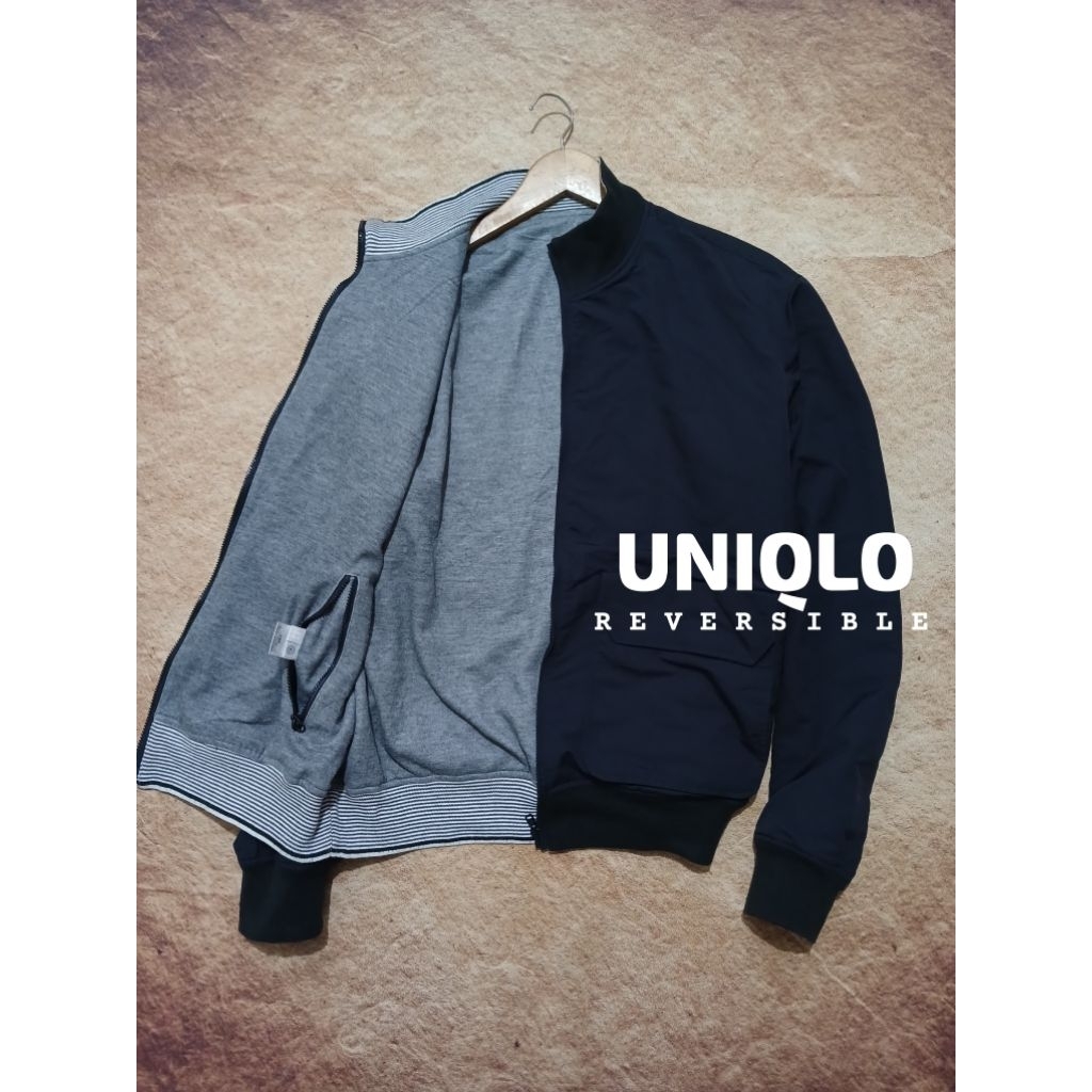 Jaket flight keren UNIQLO reversible Bahan adem bekas pakai