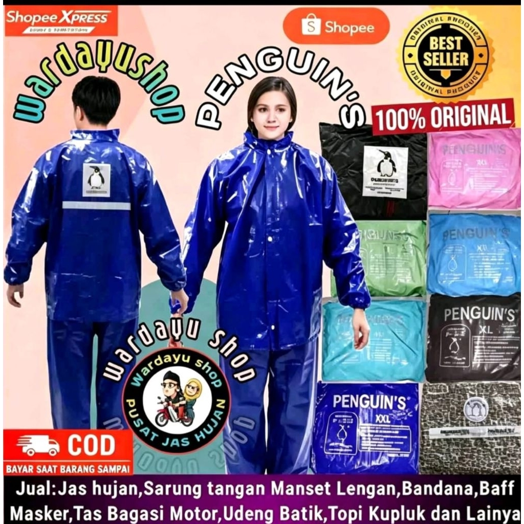 Jas Hujan Penguin P333 L - XL- XXL -XXXL Karet / Raincoat Penguins Setelan Jaket Baju Celana Jumbo D