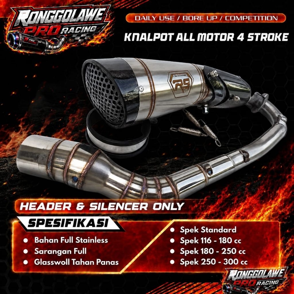 knalpot racing r9 h2 ss pcx 150/160 adv 160/150 vario 160 mio j yamaha gear x ride dll