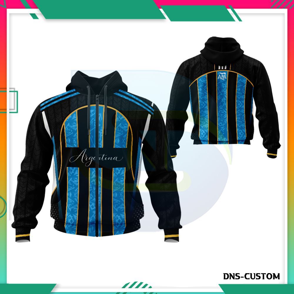 Jaket Argentina Pria Piala Dunia/Hoodie Argentina Cowok Premium Kekinian Custom