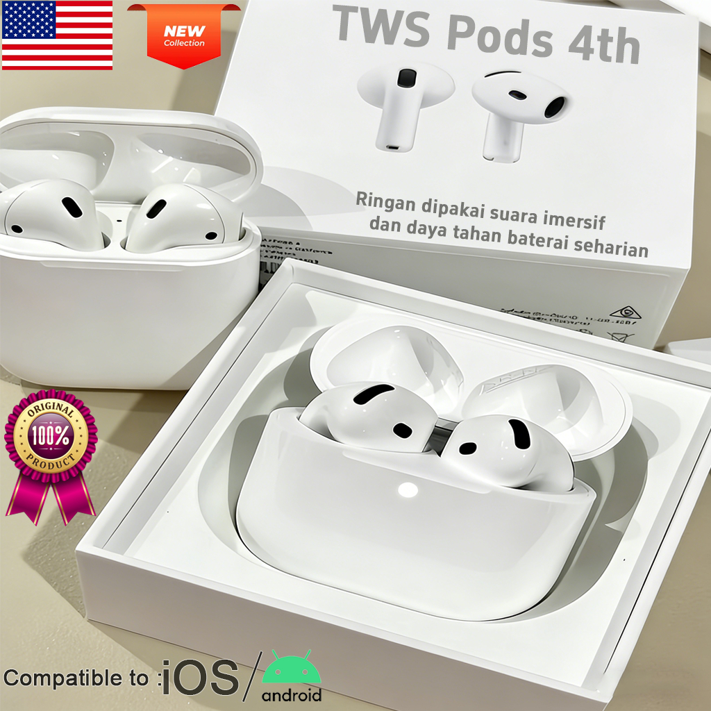 [100% Ori  Garansi 24 Bulan] TWS Wireless Headset Pods 4th/TWS Pods 2 Pro/TWS Pods Gen 3 Gaming Head