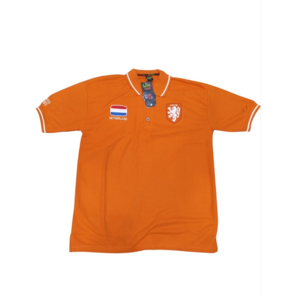 Jersey  Polo Timnas Belanda Oranje / Baju Bola Polo Netherland Lengan Pendek Pria Dewasa