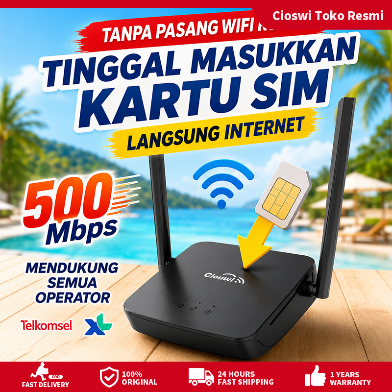 Cioswi WiFi 500 Mbps 4G WiFi Modem 4G Kartu SIM | WIFI Router | All Operator | SIM Card Unlock All O