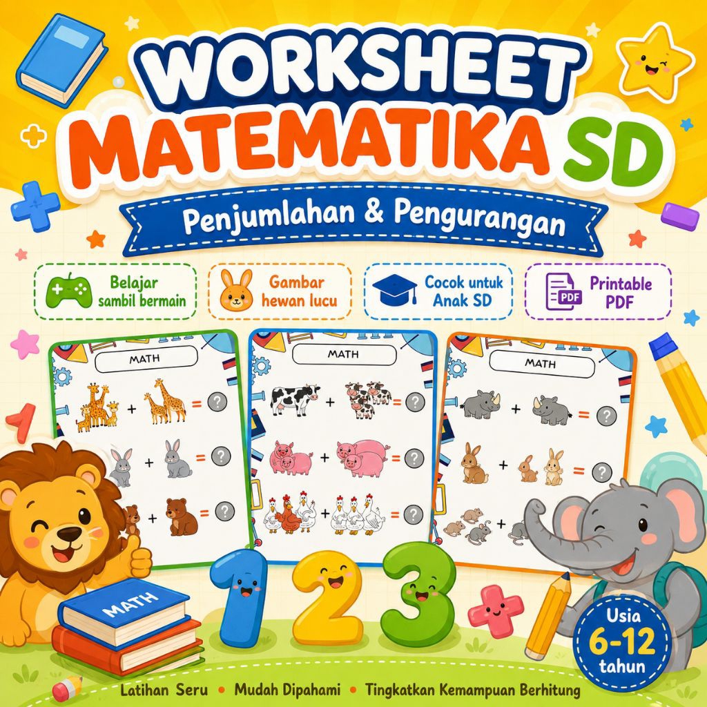 Lembar Worksheet Matematika SD (Penjumlahan dan Pengurangan)