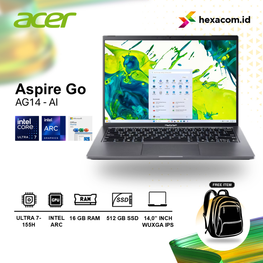 Laptop Acer Aspire GO 14 AI Ultra 7 155H - 16GB 512GB SSD 14.0" WUXGA IPS