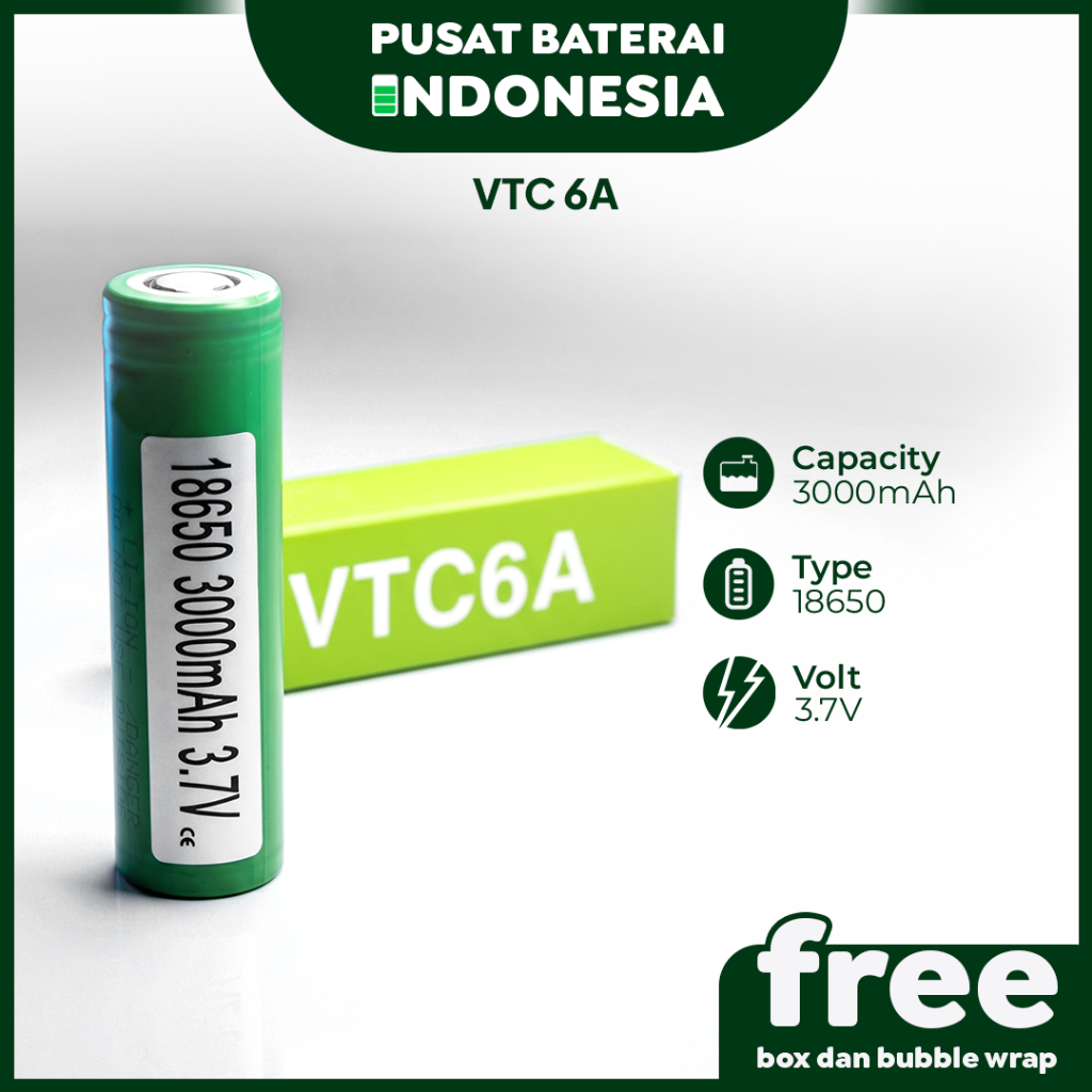 BATERAI VTC 6A BATERAI 18650 VTC6A BATTERY