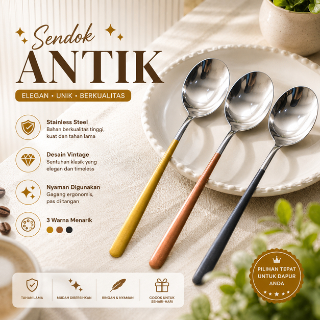 Sendok Makan Stainless Steel Antik - Sendok Makan 1 lusin | 12 Lusin | Sendok Makan Antik Tebal