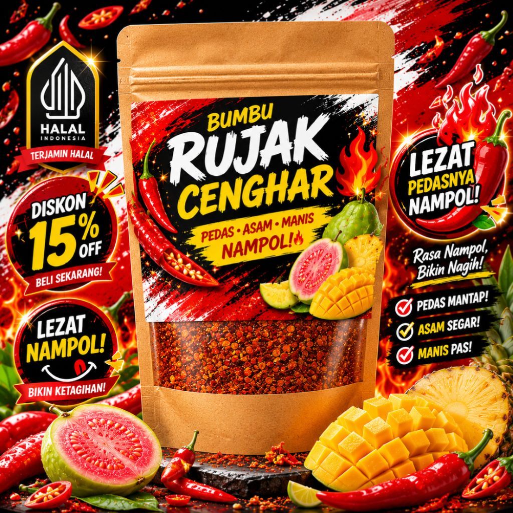 BUMBU RUJAK BANGKOK Buah Pedas Manis Asin / Buah Jambu Kristal - Khas Thailand / Bumbu Tabur