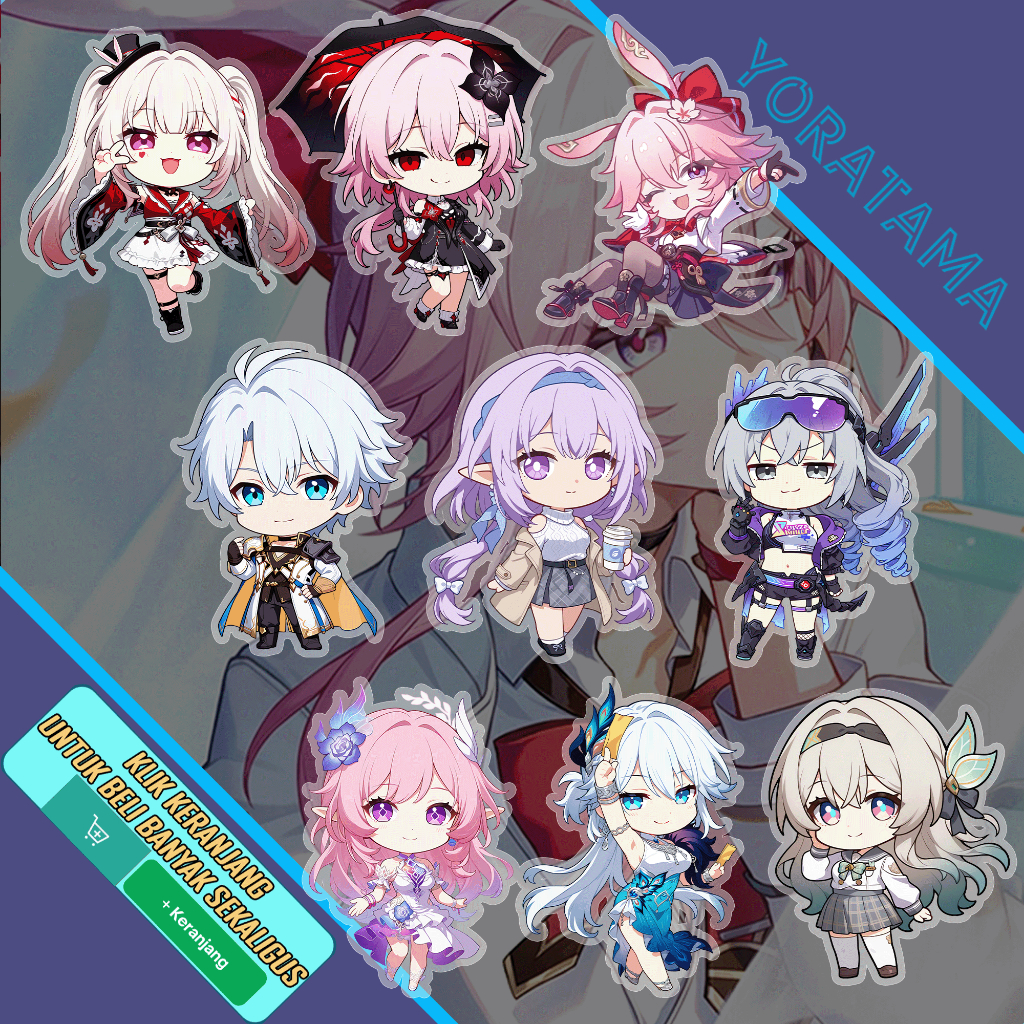 Gantungan Kunci Honkai HSR Cyrene Silverwolf Evanescia, Keychain Anime Lucu
