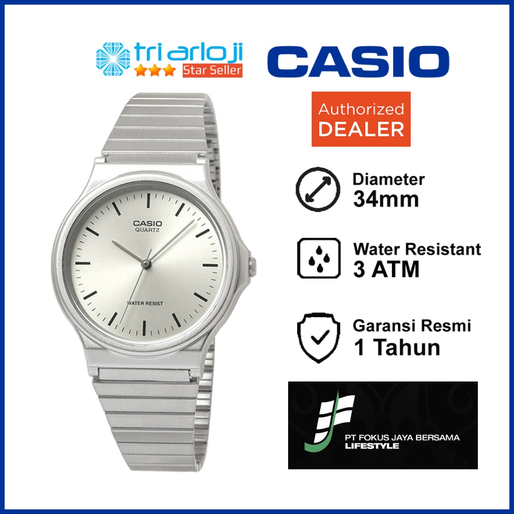 CASIO MQ-24D-7EDF Jam Tangan Unisex Analog Stainless Silver MQ-24D-7E MQ24D