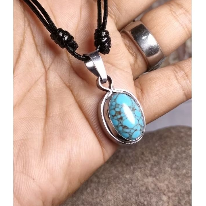 liontin batu pirus Mesir ring monel minimalis