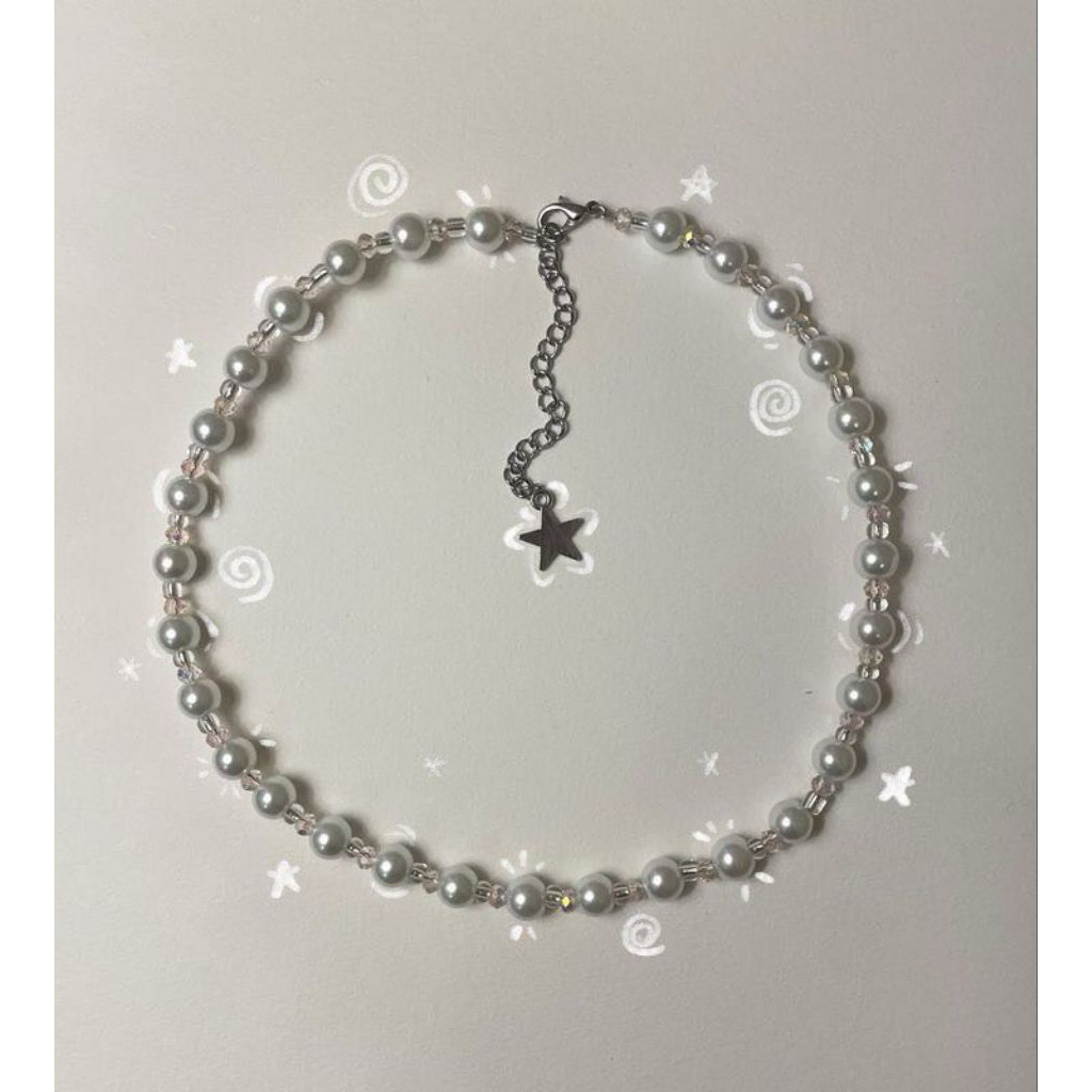 Kalung Manik Manik Mutiara Simple Aesthetic / Kalung manik korea simple
