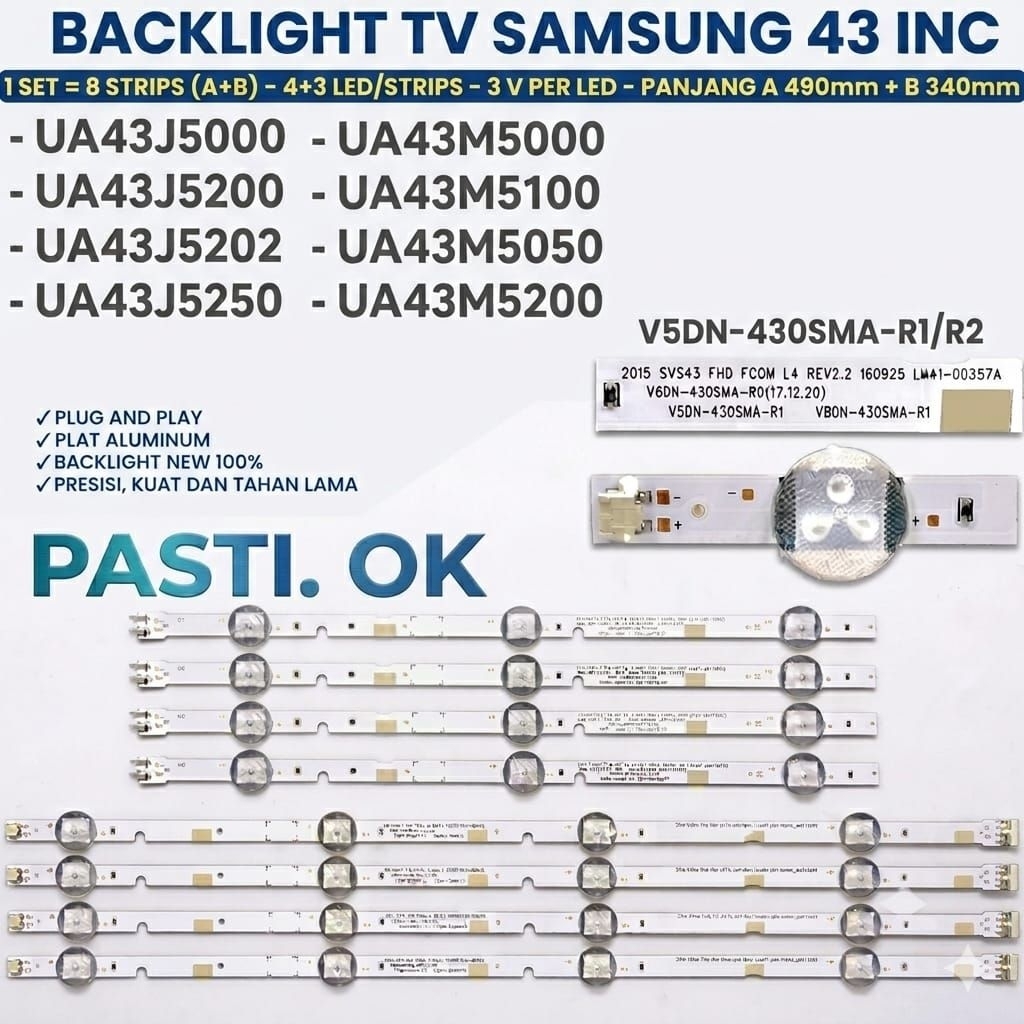 BACKLIGHT TV SAMSUNG UA43M5000 UA43M5200 UA43M5050 UA43J5000  UA43M5100 UA43J5020 UA43J5050 UA43J520