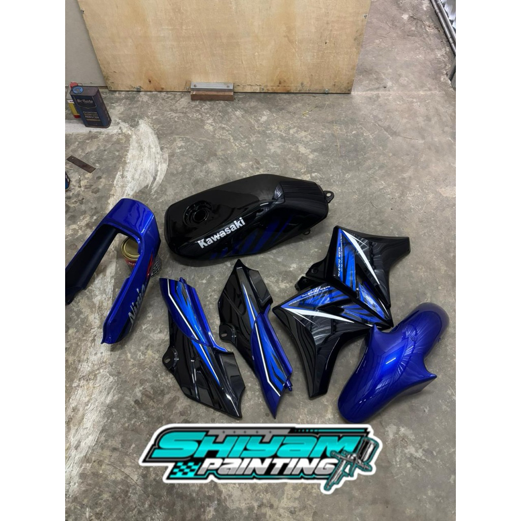 Paket komplit body sett tangki ninja ss biru zebra. Body sett tangki ninja ss