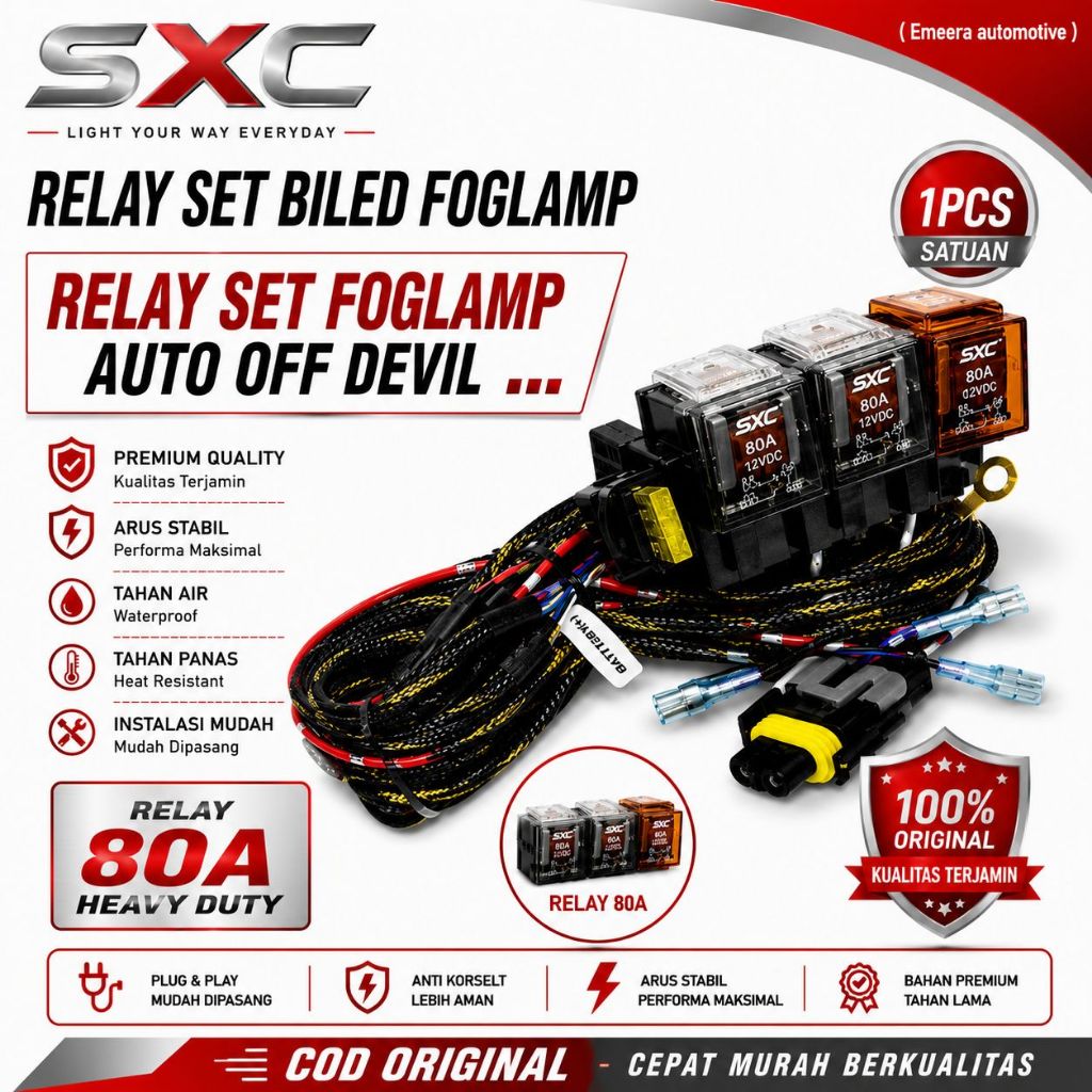 PREMIUM KABEL RELAY SET BILED FOGLAMP UNIVERSAL MOBIL AUTO OFF DEVIL EYE RELAY FOGLAMP MOBIL PNP