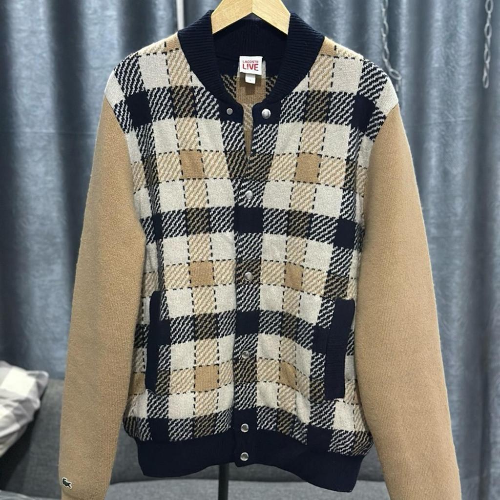 Lacoste Checkered Wool Bomber Jacket