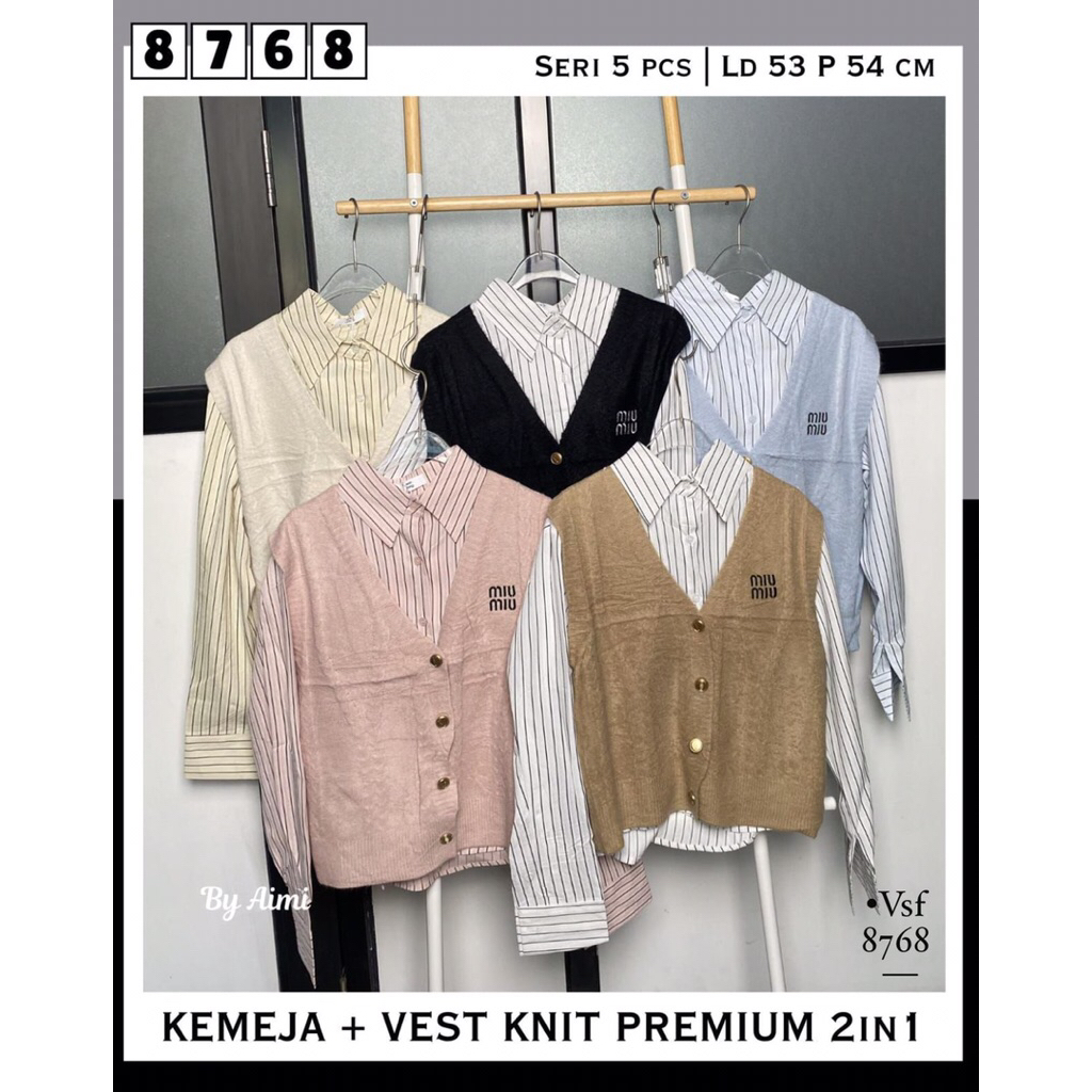 VSF04.6499K-4# New Areivals LF8768-1# 2in1 Atasan Kemeja + Vest MiuMiu Rajut Bangkok Import / Blouse