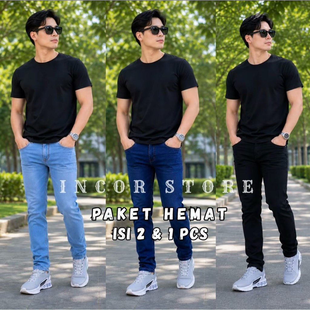 CELANA JEANS PRIA PANJANG SLIMFIT CELANA JIN COWOK BAHAN MELAR
