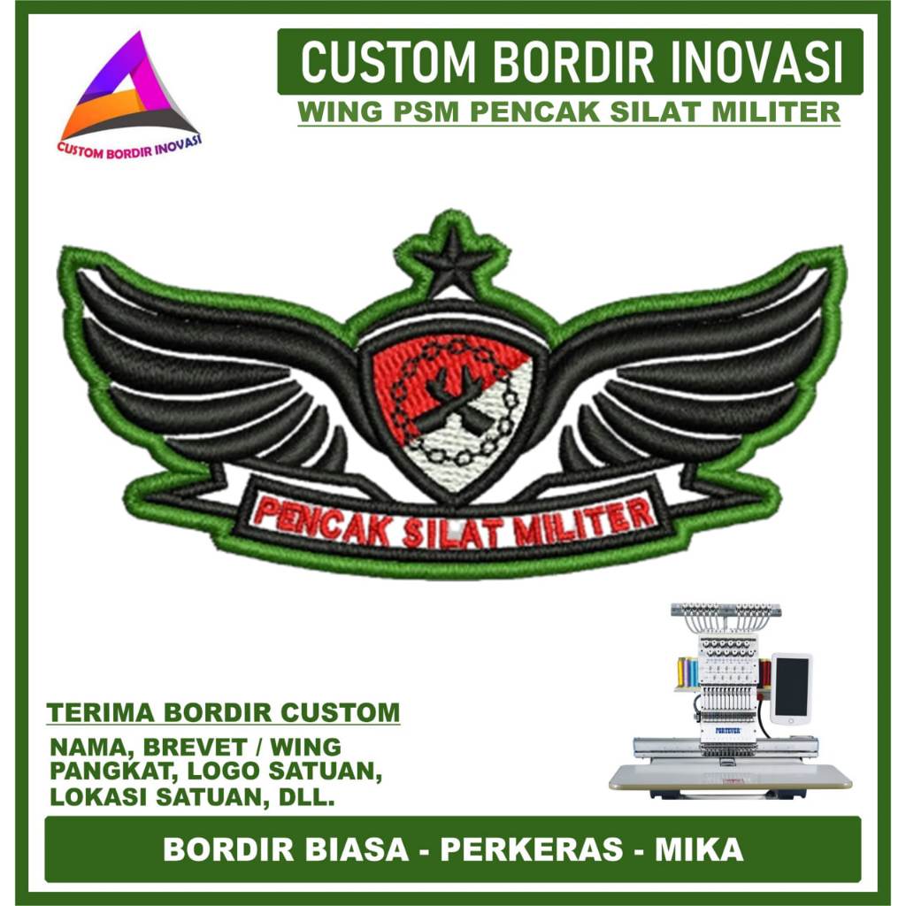 BREVET WING PSM PENCAK SILAT MILITER  PDL TNI AD PERKERAS MIKA BORDIR EMBROIDERY - CBI