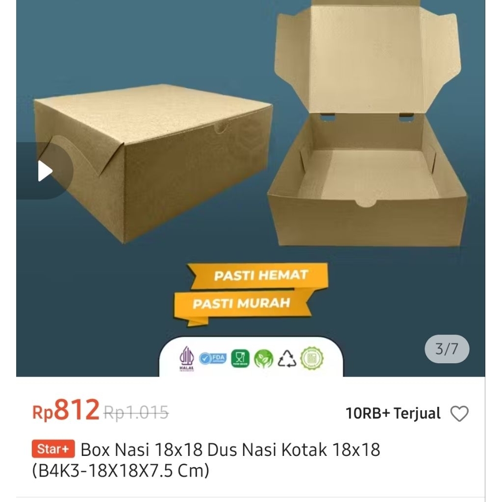 Dus / kotak makanan ukuran 18x18x7 (jual murah, sisa toko)