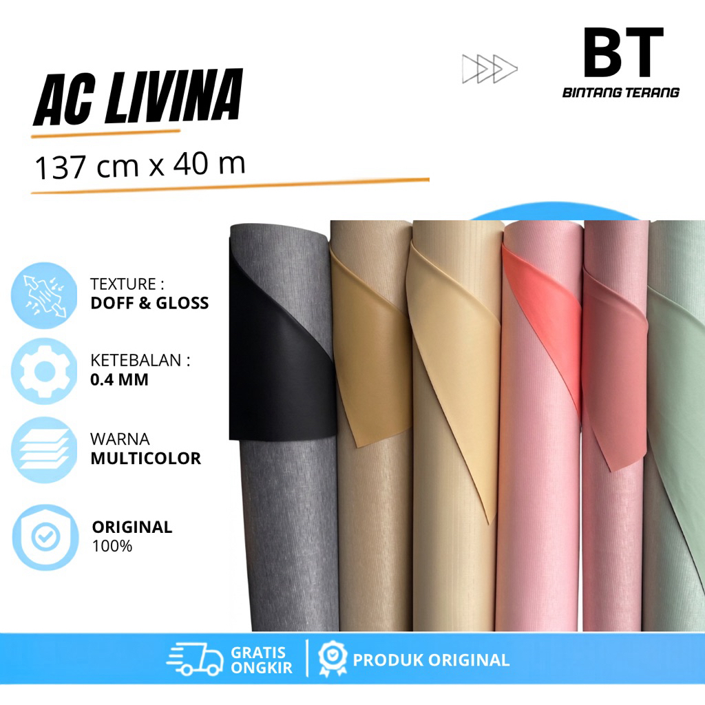 Kulit Sintetis PVC AC LIVINA 0.4mm - Bahan Perlak Kain Imitasi Tipis Unuk Sandal Sepatu Background F