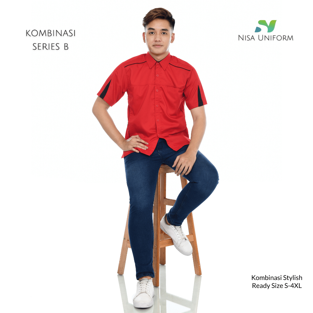 Baju kerja tangan pendek Seragam karyawan kantor Baju kerja toko tambah bordir