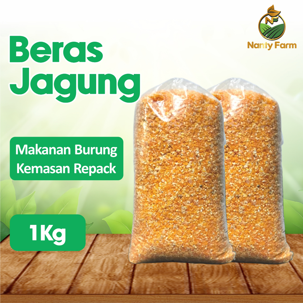 Pakan BERAS JAGUNG Burung Ayam Jagung Campur 1Kg Beras Merah Solo& Gabah Merah Untuk Puter Merpati d