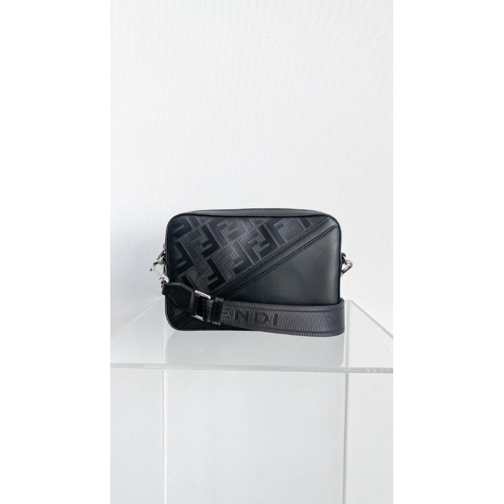 Fendi FF Camera Case Crossbody Bag Leather Black