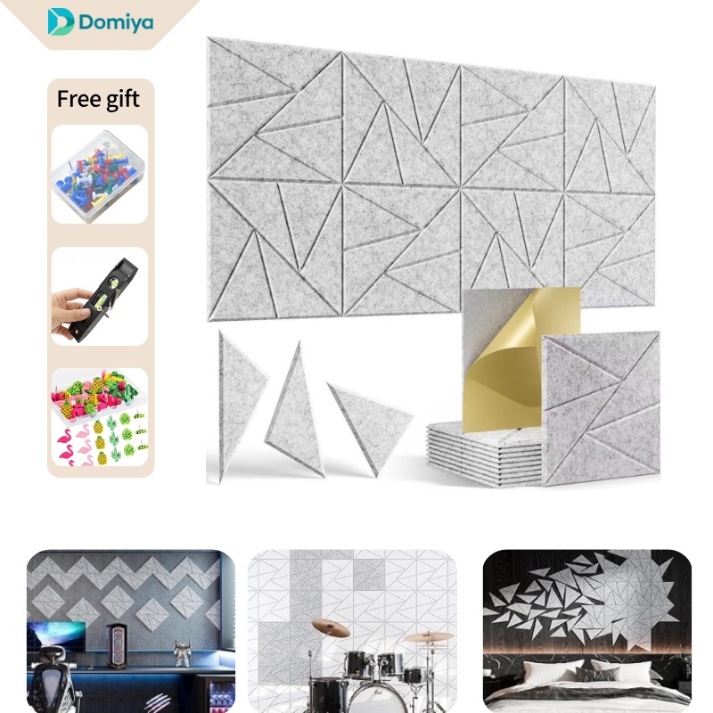 Domiya_6Pack Panel Akustik Peredam Suara ahan Serat Poliester Ramah Lingkungan untuk Studio, Kamar T