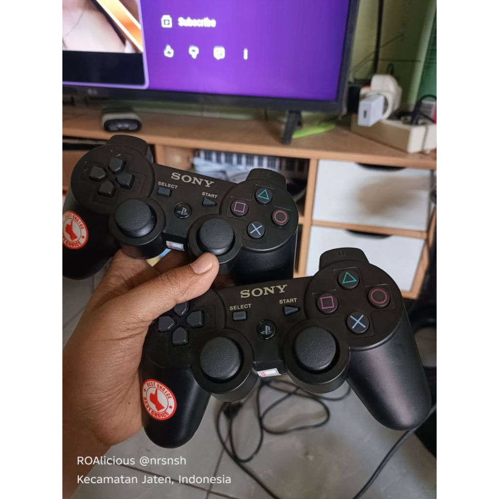 2 pcs Stik PS3 ori pabrik (OP) wireless/bluetooth kondisi baru