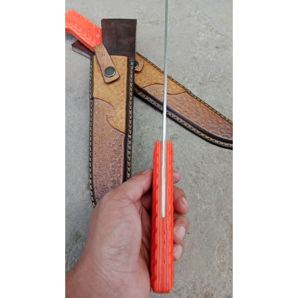 Pisau Seset Kulit - Baja Bohler K110 - Sarung Kulit