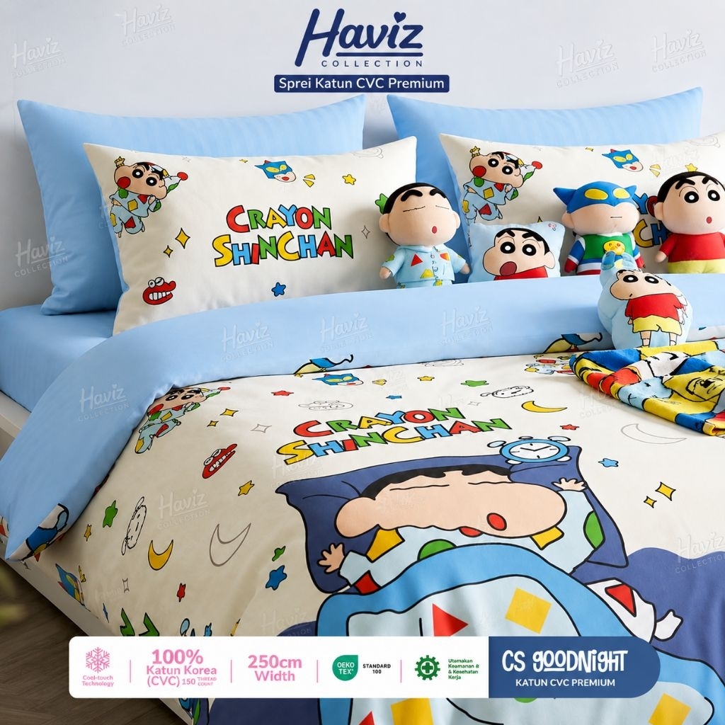 SPREI SET KATUN CVC PREMIUM KARAKTER ANAK MOTIF CRAYON SINCHAN HALUS LEMBUT NYAMAN