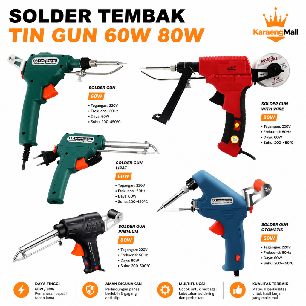 Solder Tembak Iron Roll Otomatis Tin Gun Listrik Timah Mata External Heat 60-80 Watt Automatic Solde