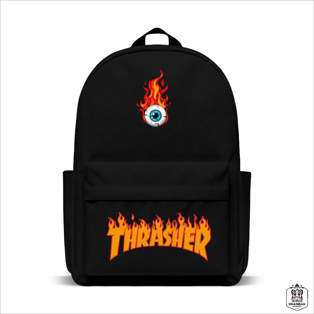 Tas ransel THRASHER hitam backpack sekolah