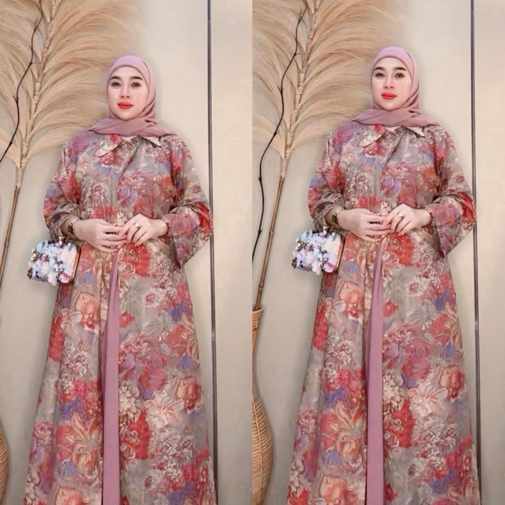 Elzhava Long Outer Bacth 3 Full Kancing Tunik Long-Long Tunik Casual Rayon Formal Biscose Panjang Bu
