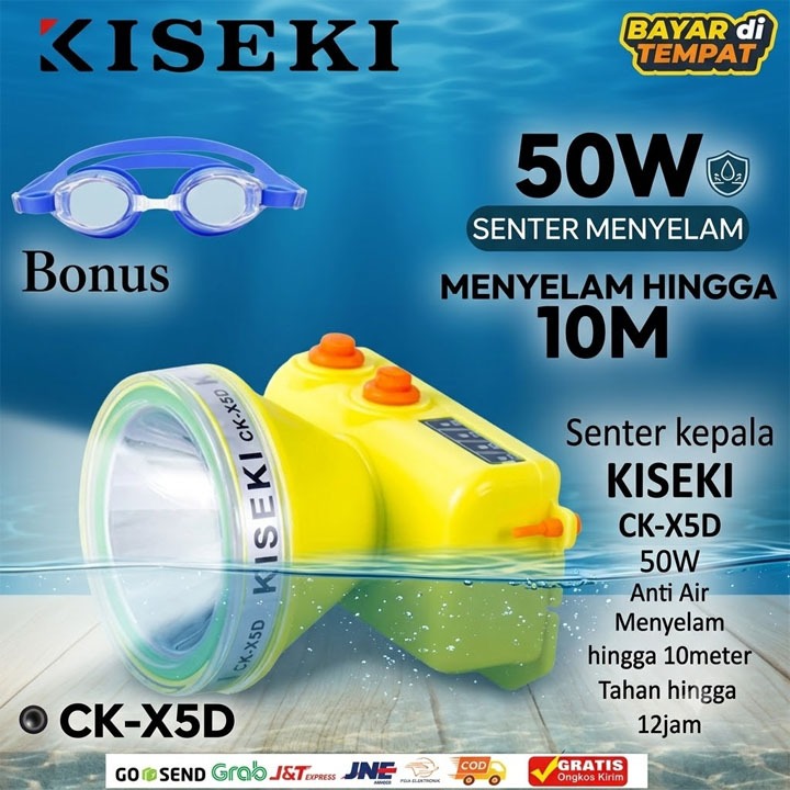 Senter Kepala Selam 50 Watt KISEKI CKX5D [ SUPER TAHAN AIR ] - Senter Kepala LED Super Terang Cahaya