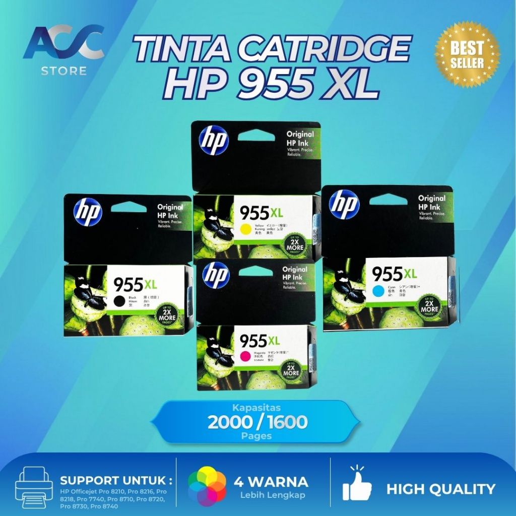 Cartridge HP 955XL Kompatibel Untuk Printer HP OfficeJet Pro 7740 8210 8710 8720 8730 8740