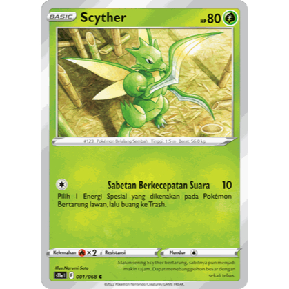 Scyther 001/068 Arkana Memuncak S11a - POKEMON TCG INDONESIA