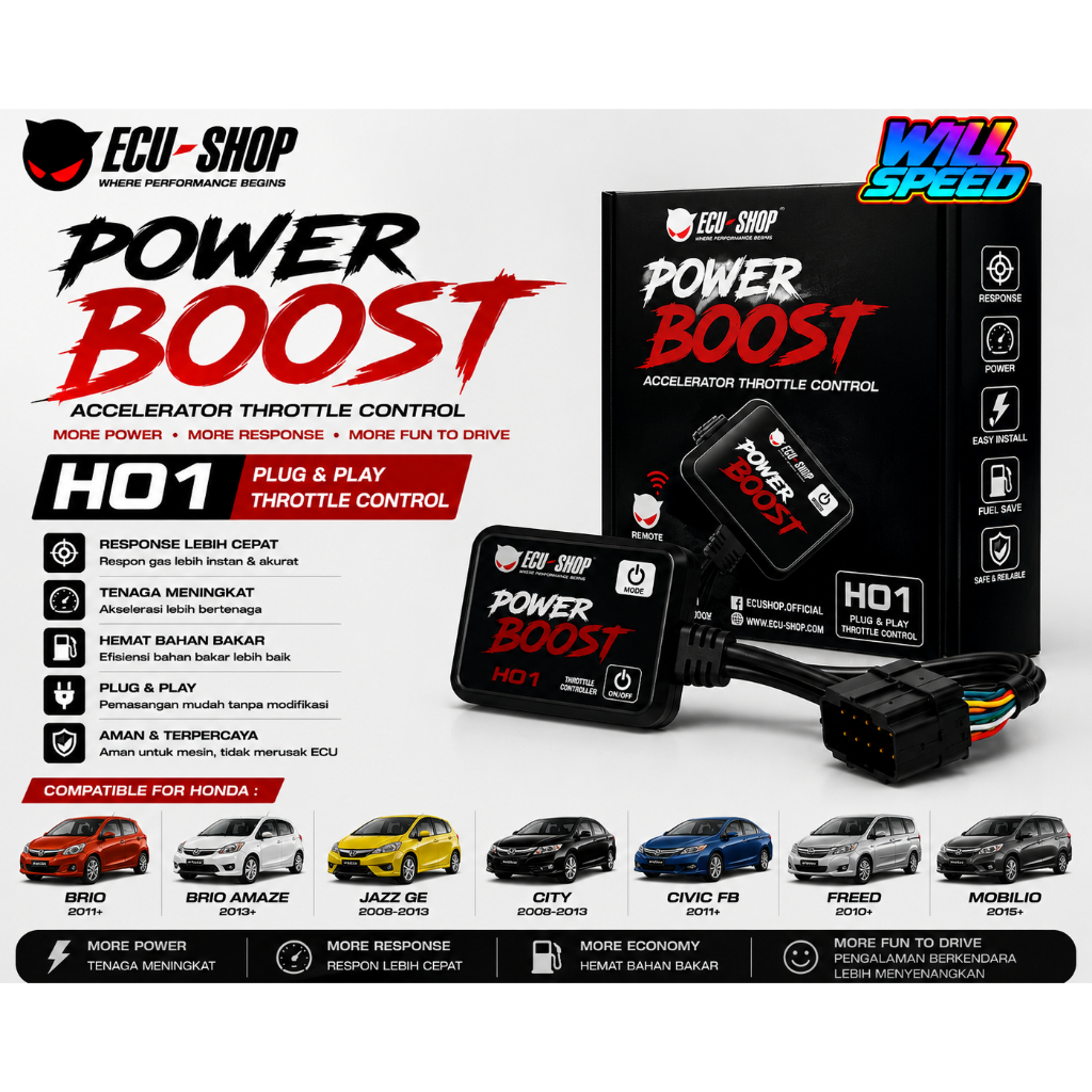 ECUSHOP ECU SHOP HO1 HO 1 POWER BOOST HONDA BRIO JAZZ GE CIVIC FB CITY FREED MOBILIO