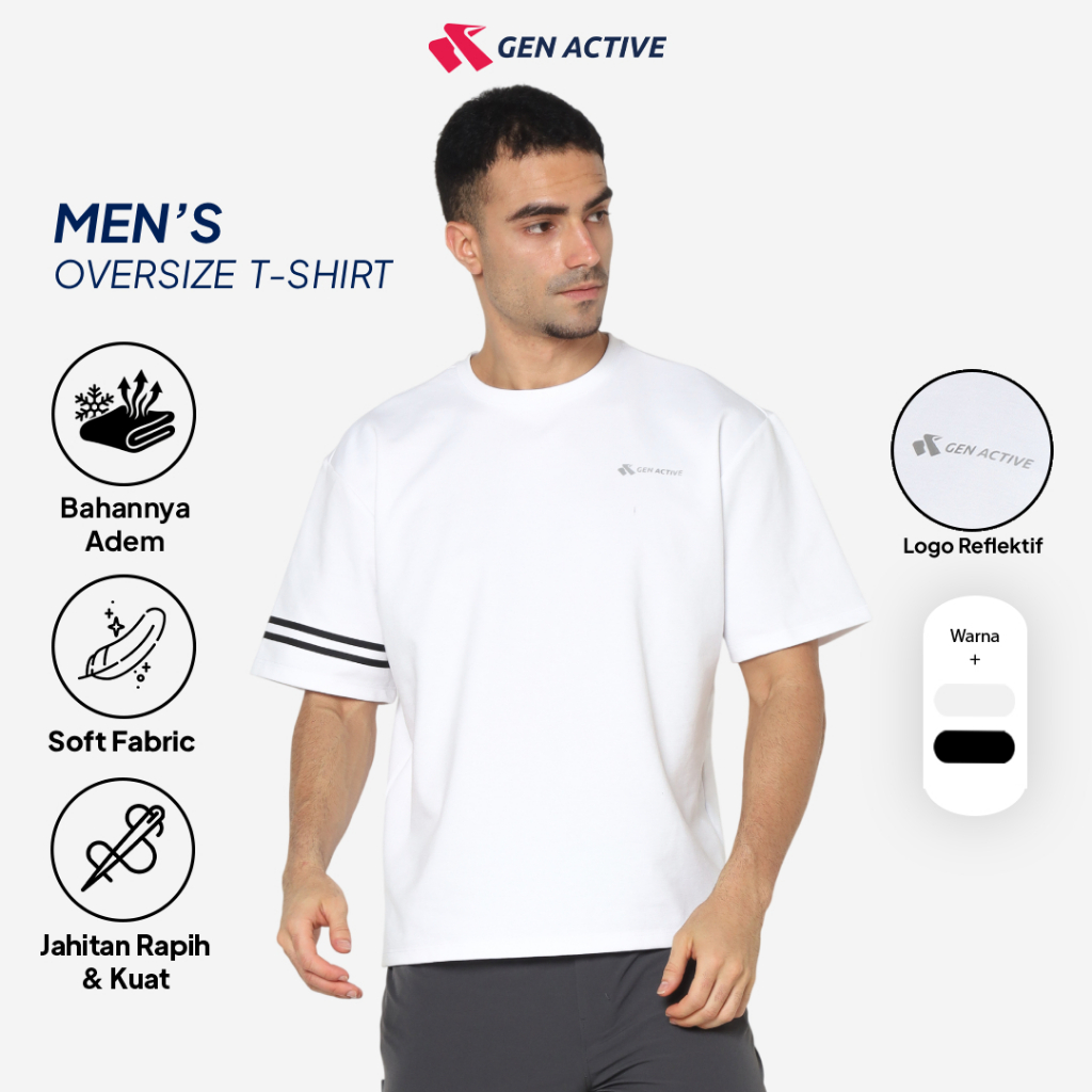 Gen Active Kaos Oversized Pria Boxy Fit Casual